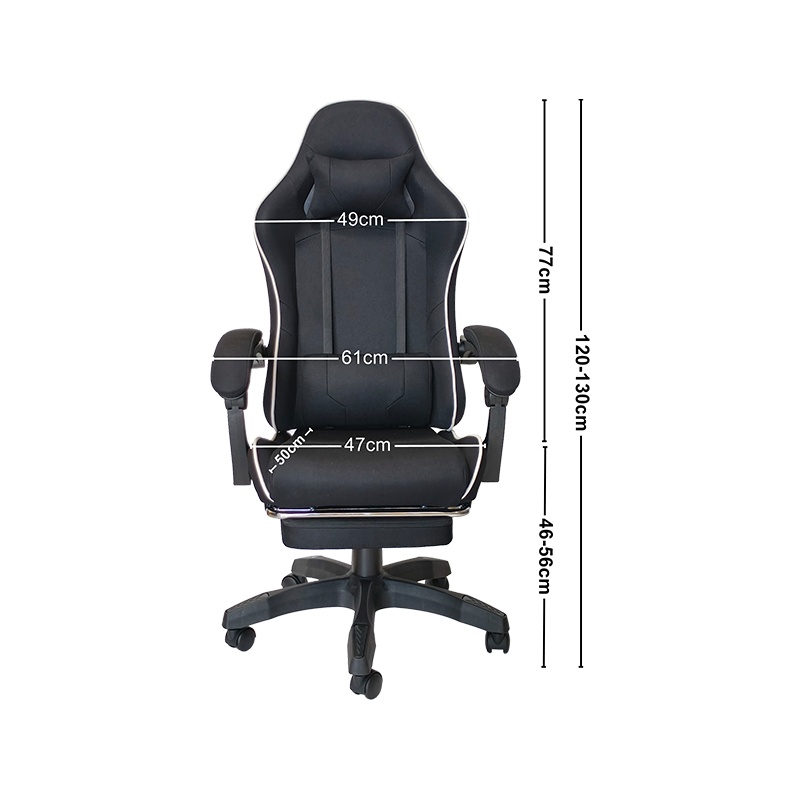 Silla de juego regular con diseño de costuras en negro y rosa, material de alta calidad