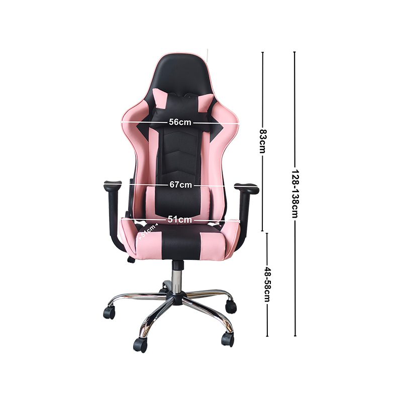 Diseño de costura negro y rosa material de alta calidad silla de juego regular